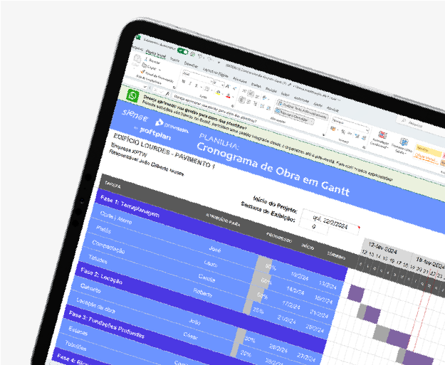 Imagem Material: Modelo Cronograma de Obra em Gantt